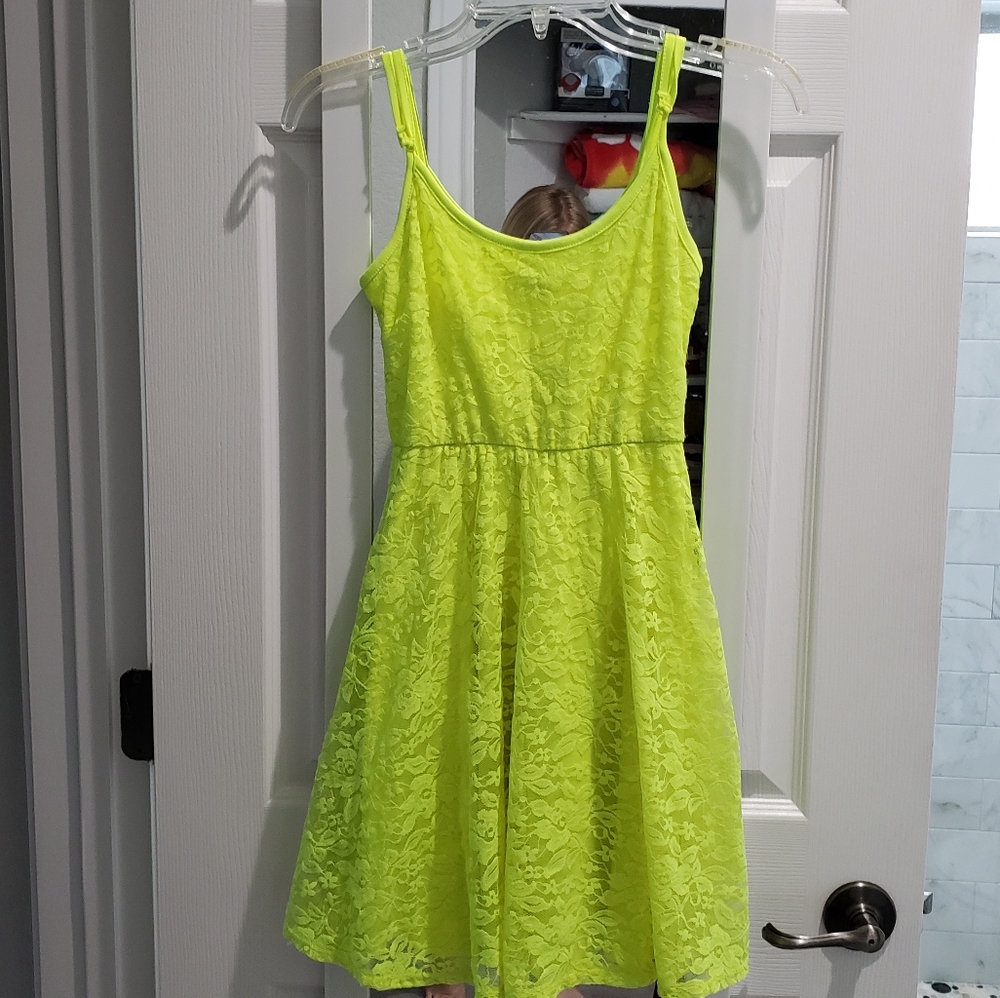 Rue 21 Neon Yellow Lace Dress Size S